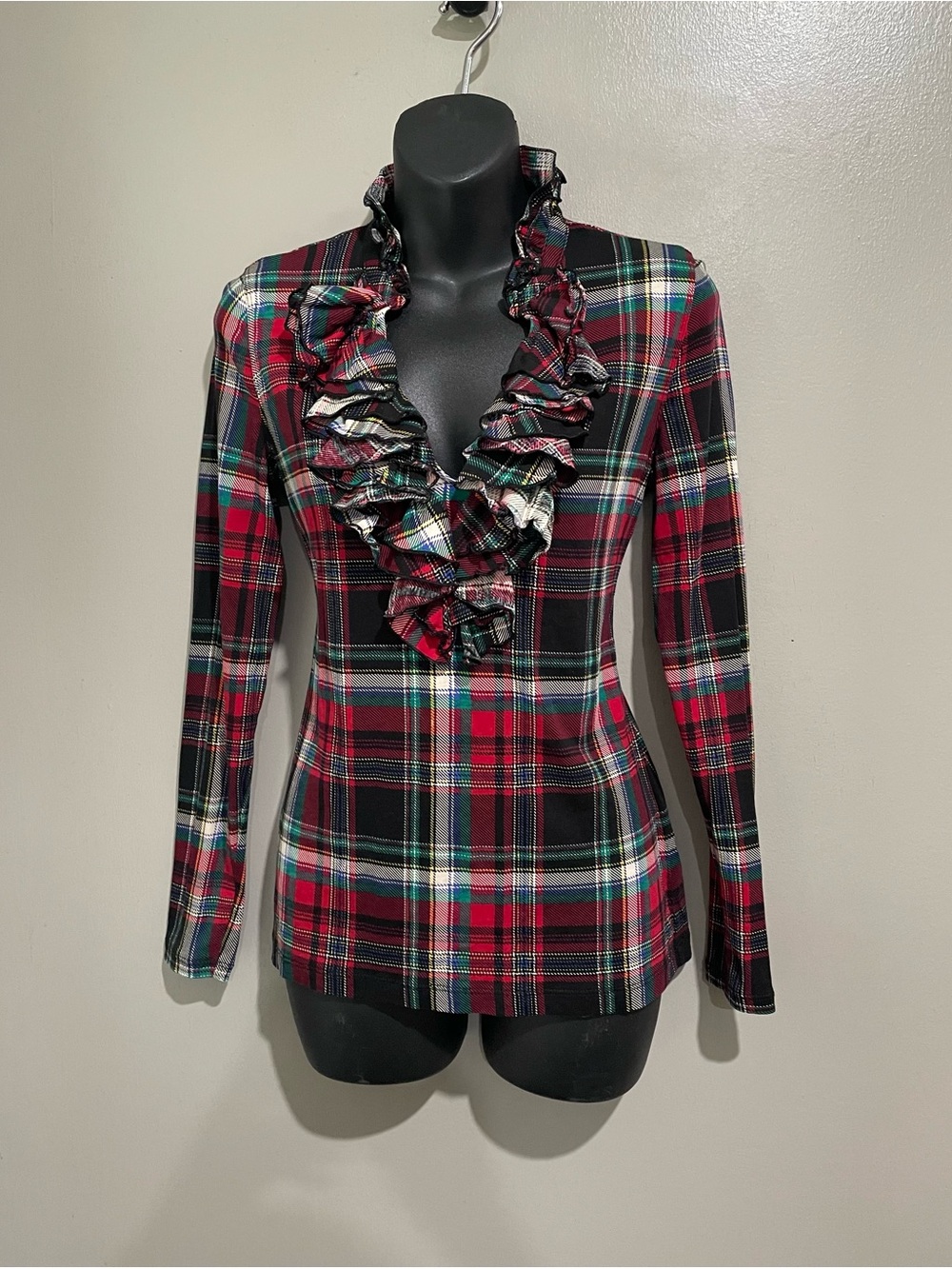 Ralph Lauren Red Plaid Ruffle Shirt